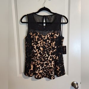 Thalia Sodi Leopard Print Peplum Top Size Medium NEW